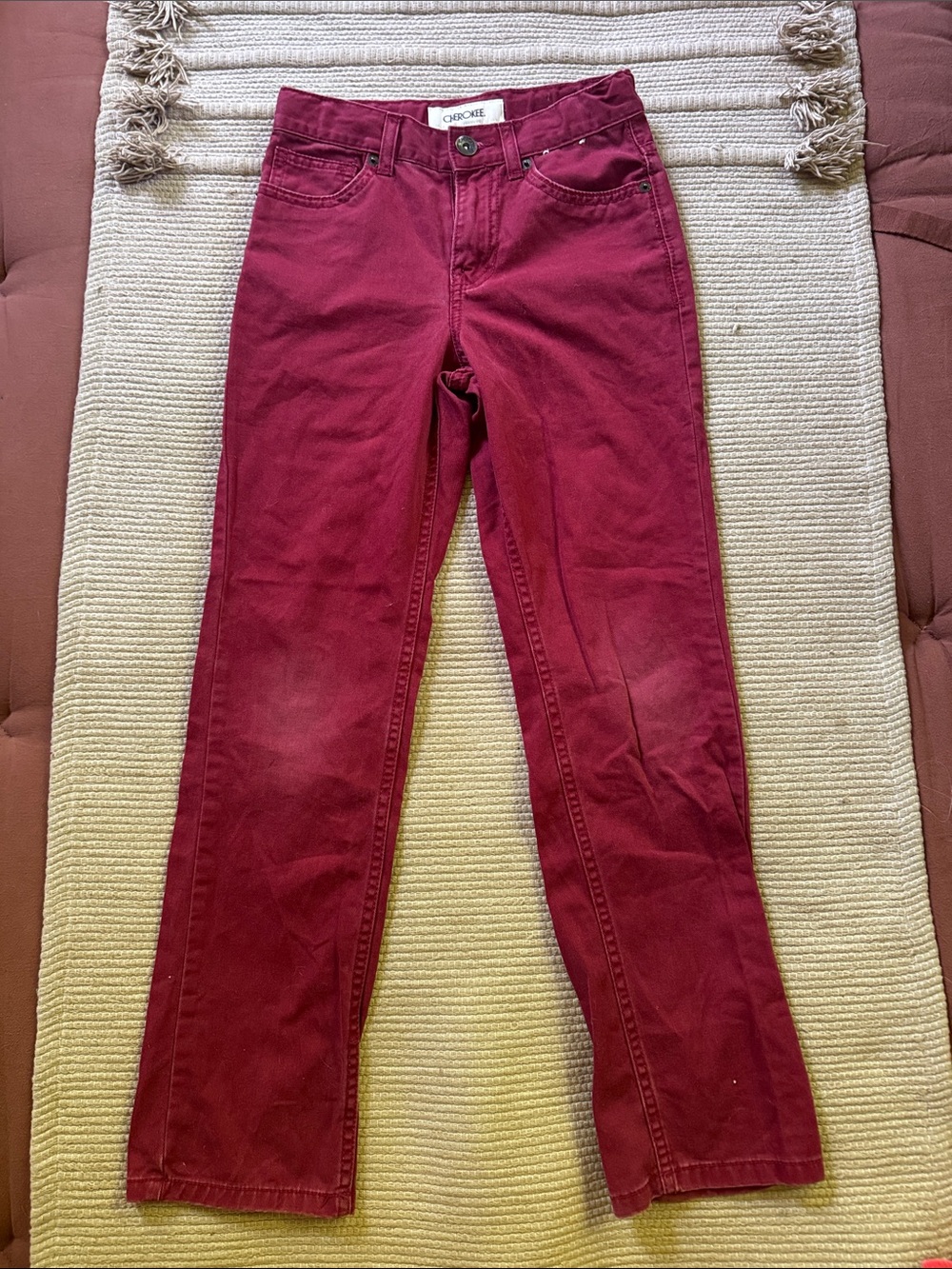 Cherokee cotton jeans dark berry red youth kids boys size 10